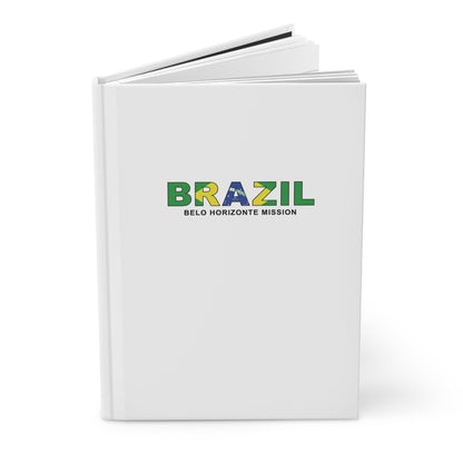 Brazil Belo Horizonte Mission Flag Title White Hardcover Journal Matte - Latter-Day Saint LDS Missionary Gift - Book of Mormon