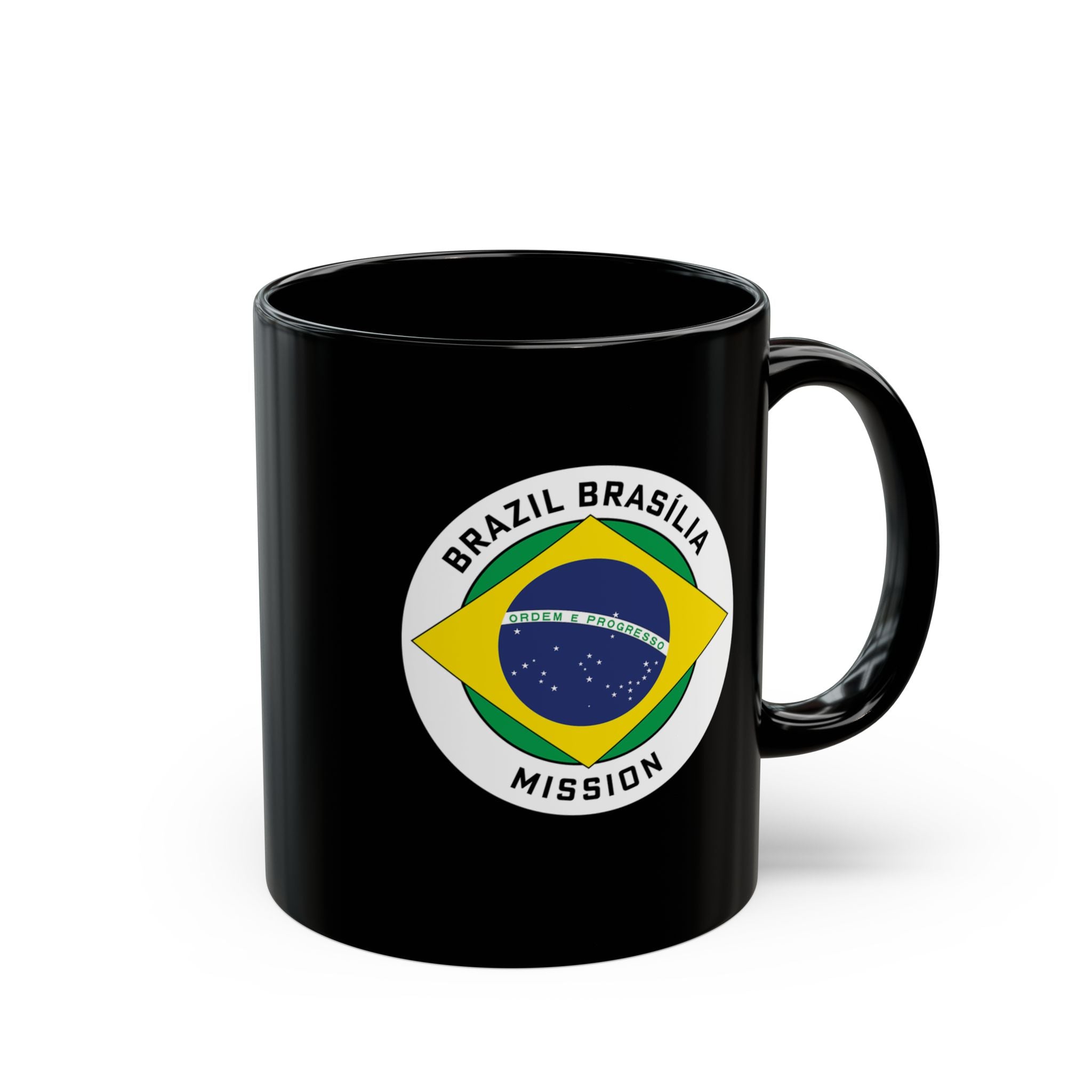 Brazil Brasilia Mission Circular Flag Black Ceramic Mug - Latter-Day Saint LDS Missionary Gift - Book of Mormon