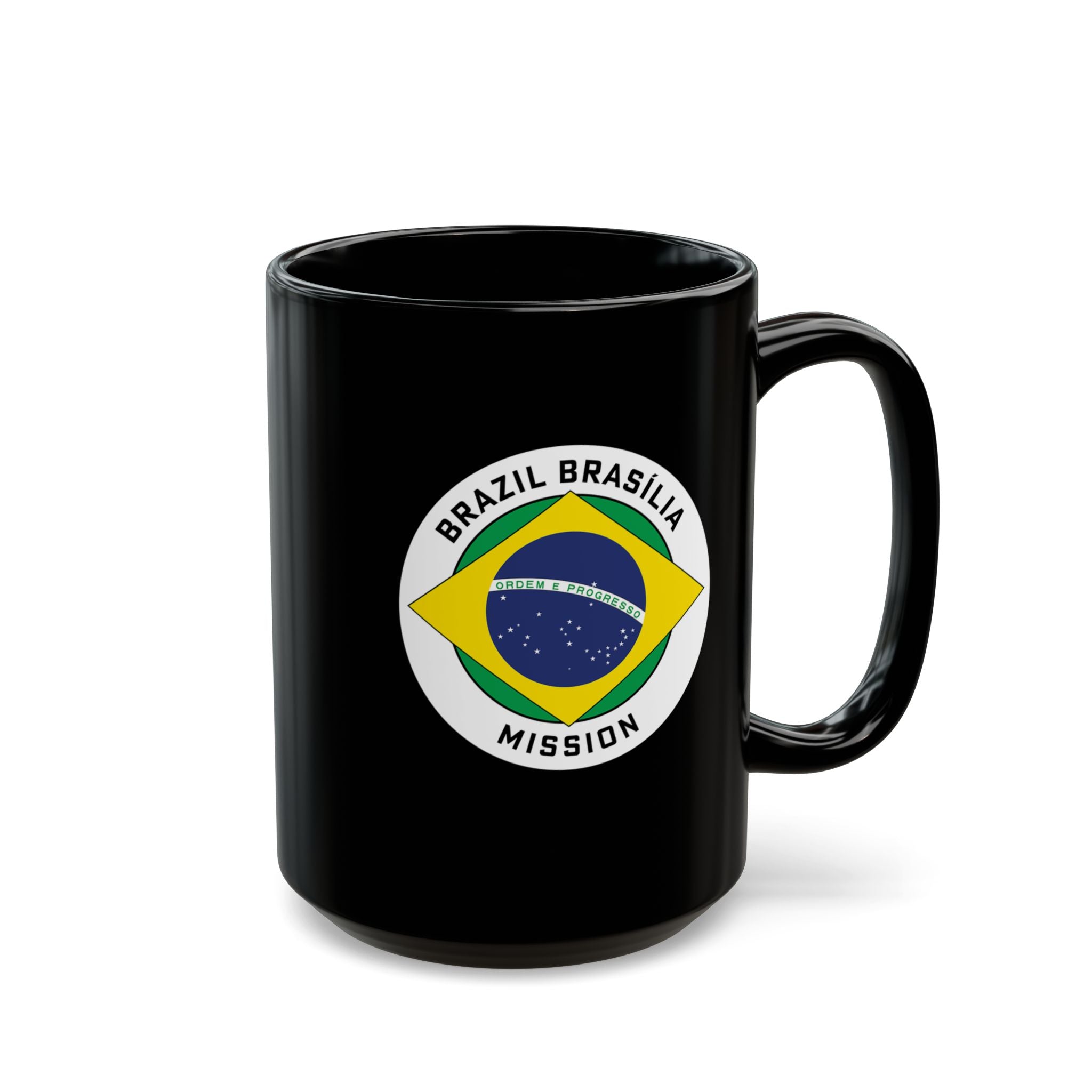 Brazil Brasilia Mission Circular Flag Black Ceramic Mug - Latter-Day Saint LDS Missionary Gift - Book of Mormon