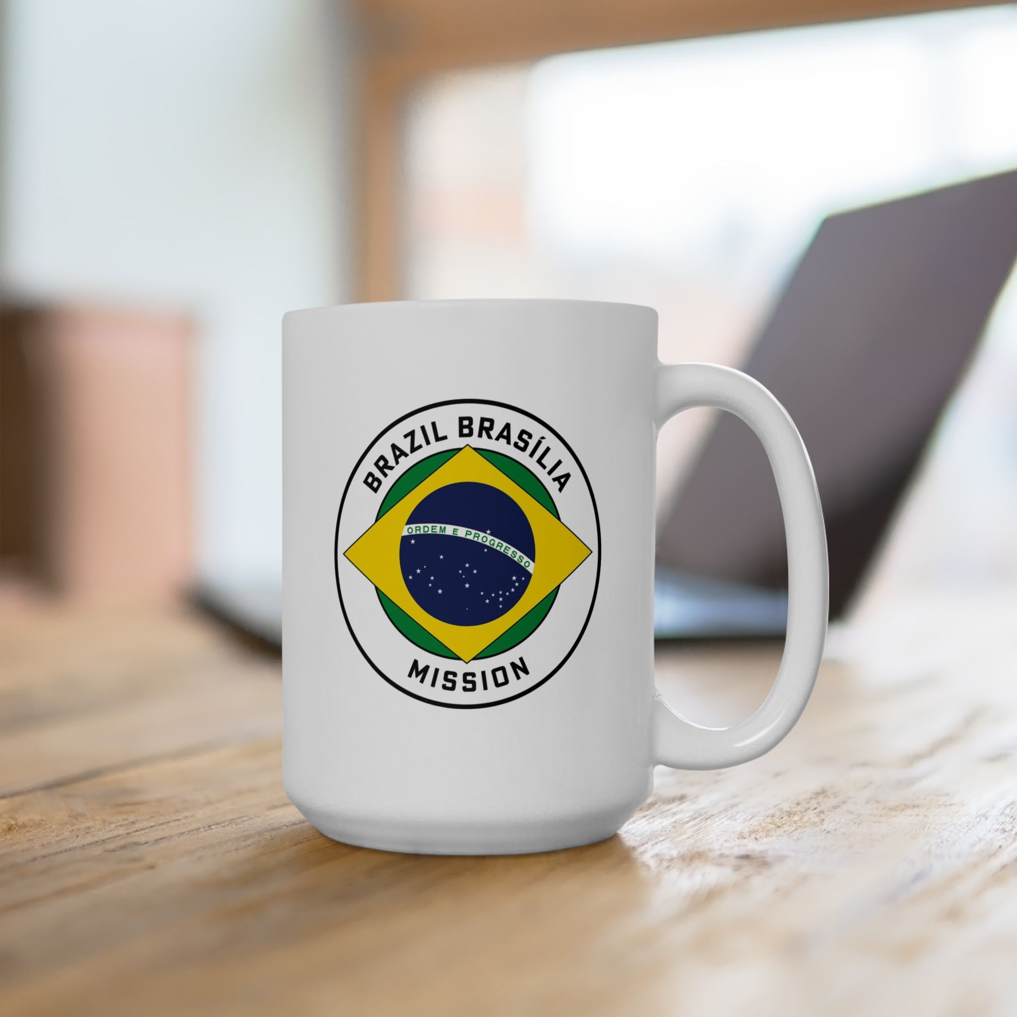 Brazil Brasilia Mission Circular Flag White Ceramic Mug - Latter-Day Saint LDS Missionary Gift - Book of Mormon