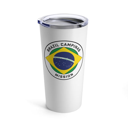 Brazil Campinas Mission Flag Logo Tumbler 20oz White - Latter-Day Saint LDS Missionary Gift - Book of Mormon