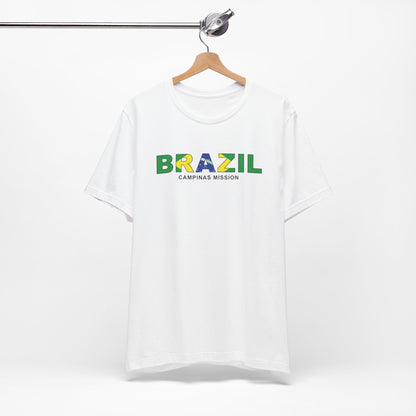 Brazil Campinas Mission Flag Title T-shirt - Latter-Day Saint LDS Missionary Gift - Book of Mormon