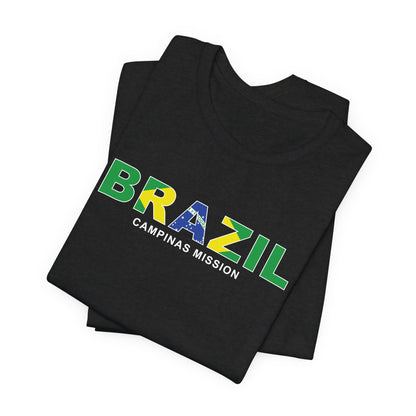 Brazil Campinas Mission Flag Title T-shirt - Latter-Day Saint LDS Missionary Gift - Book of Mormon