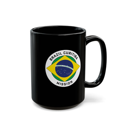 Brazil Curitiba Mission Circular Flag Black Ceramic Mug - Latter-Day Saint LDS Missionary Gift - Book of Mormon