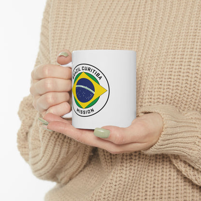 Brazil Curitiba Mission Circular Flag White Ceramic Mug - Latter-Day Saint LDS Missionary Gift - Book of Mormon