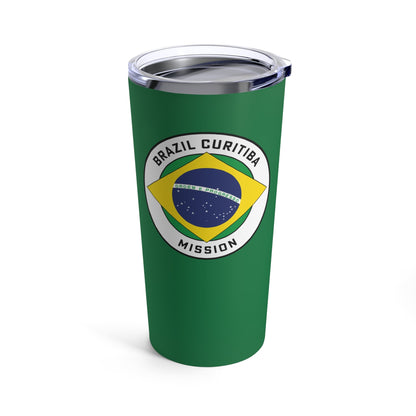 Brazil Curitiba Mission Flag Logo Tumbler 20oz Green - Latter-Day Saint LDS Missionary Gift - Book of Mormon