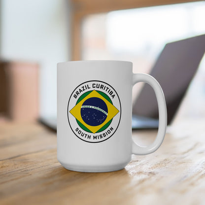 Brazil Curitiba South Mission Circular Flag White Ceramic Mug - Latter-Day Saint LDS Missionary Gift - Book of Mormon