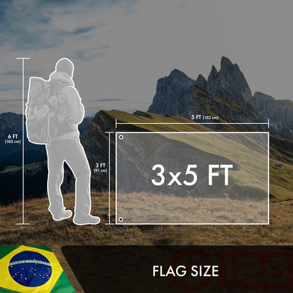 G128 Brazil (Brazilian) Flag | 3x5 feet | Double Sided Embroidered 210D Indoor/Outdoor, Brass Grommets, Heavy Duty Polyester