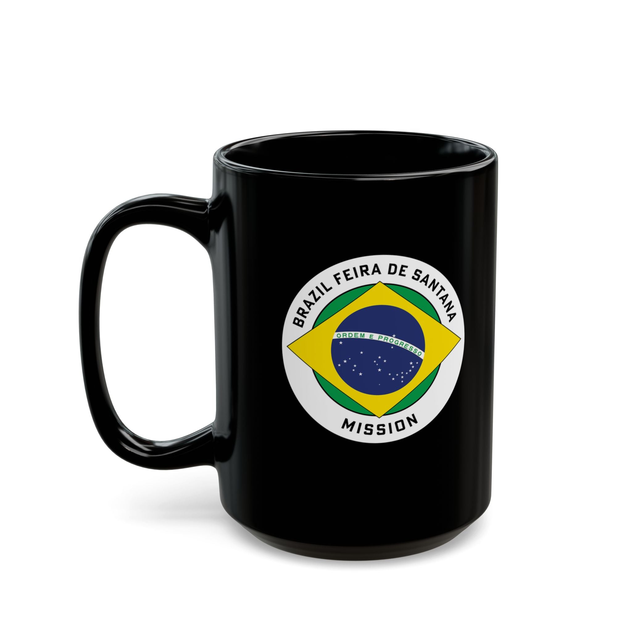 Brazil Feira de Santana Mission Circular Flag Black Ceramic Mug - Latter-Day Saint LDS Missionary Gift - Book of Mormon