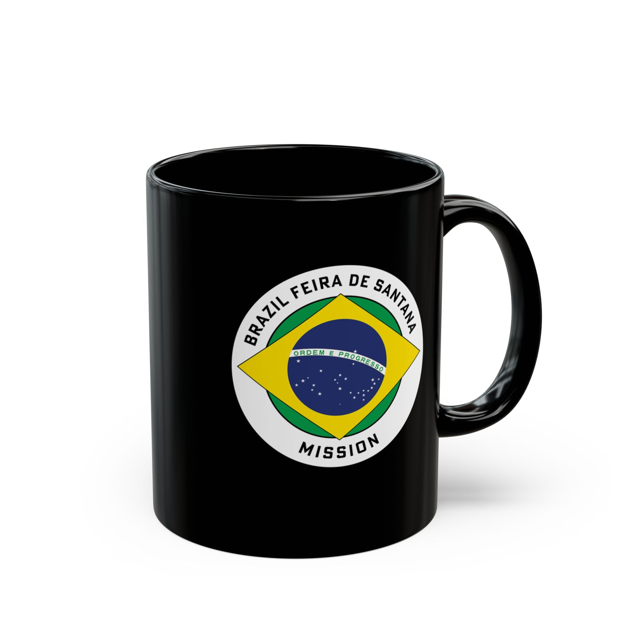 Brazil Feira de Santana Mission Circular Flag Black Ceramic Mug - Latter-Day Saint LDS Missionary Gift - Book of Mormon