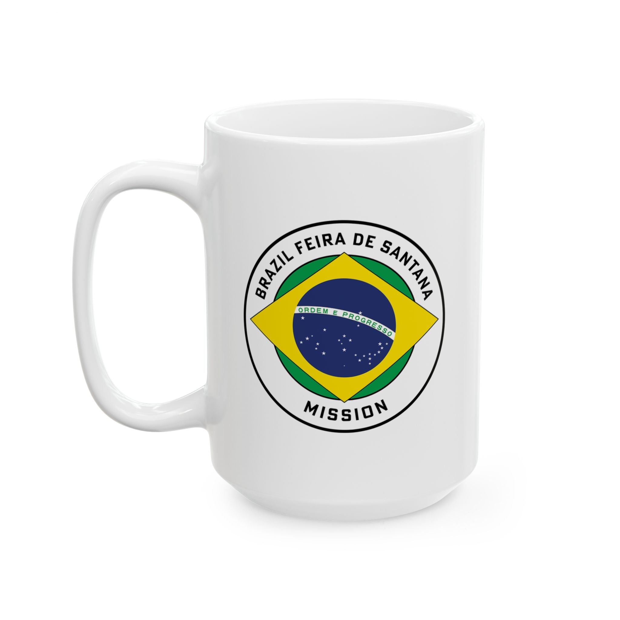 Brazil Feira de Santana Mission Circular Flag White Ceramic Mug - Latter-Day Saint LDS Missionary Gift - Book of Mormon