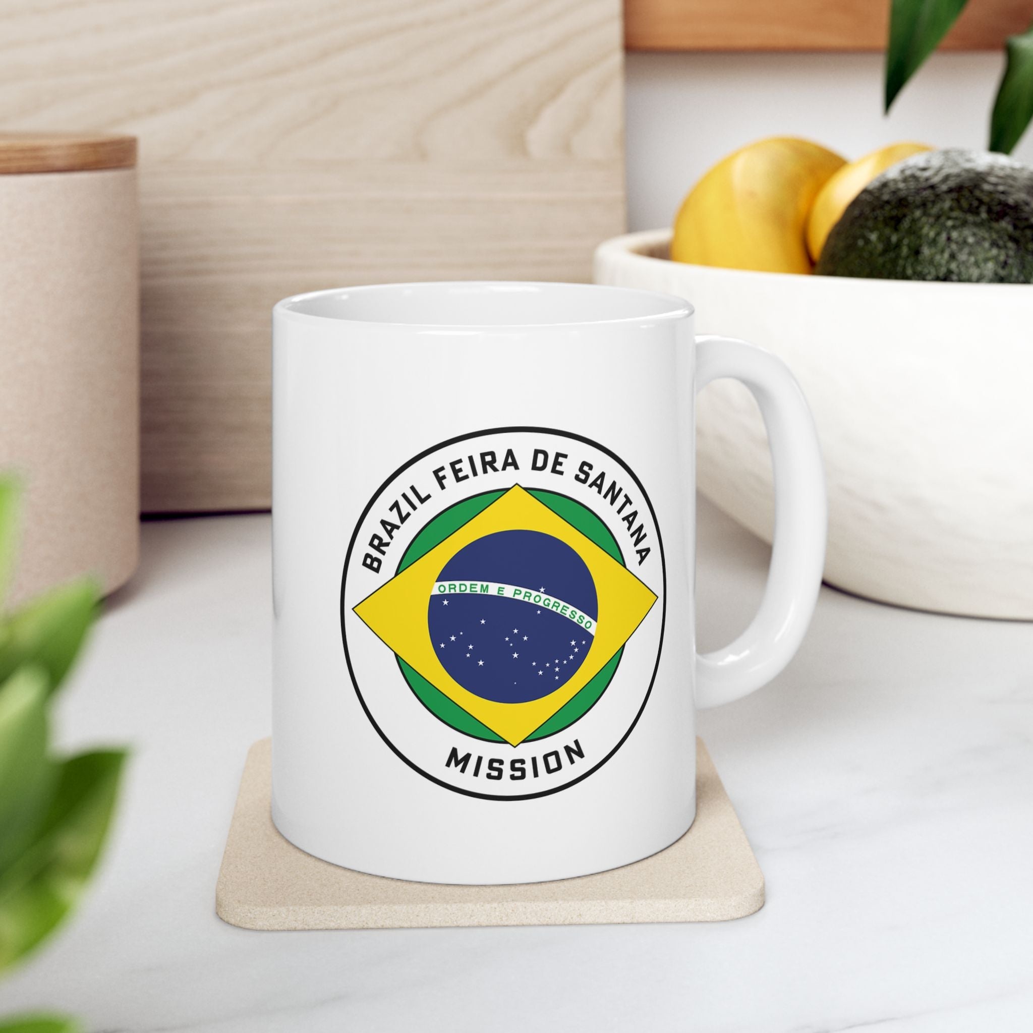 Brazil Feira de Santana Mission Circular Flag White Ceramic Mug - Latter-Day Saint LDS Missionary Gift - Book of Mormon