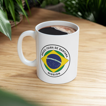 Brazil Feira de Santana Mission Circular Flag White Ceramic Mug - Latter-Day Saint LDS Missionary Gift - Book of Mormon