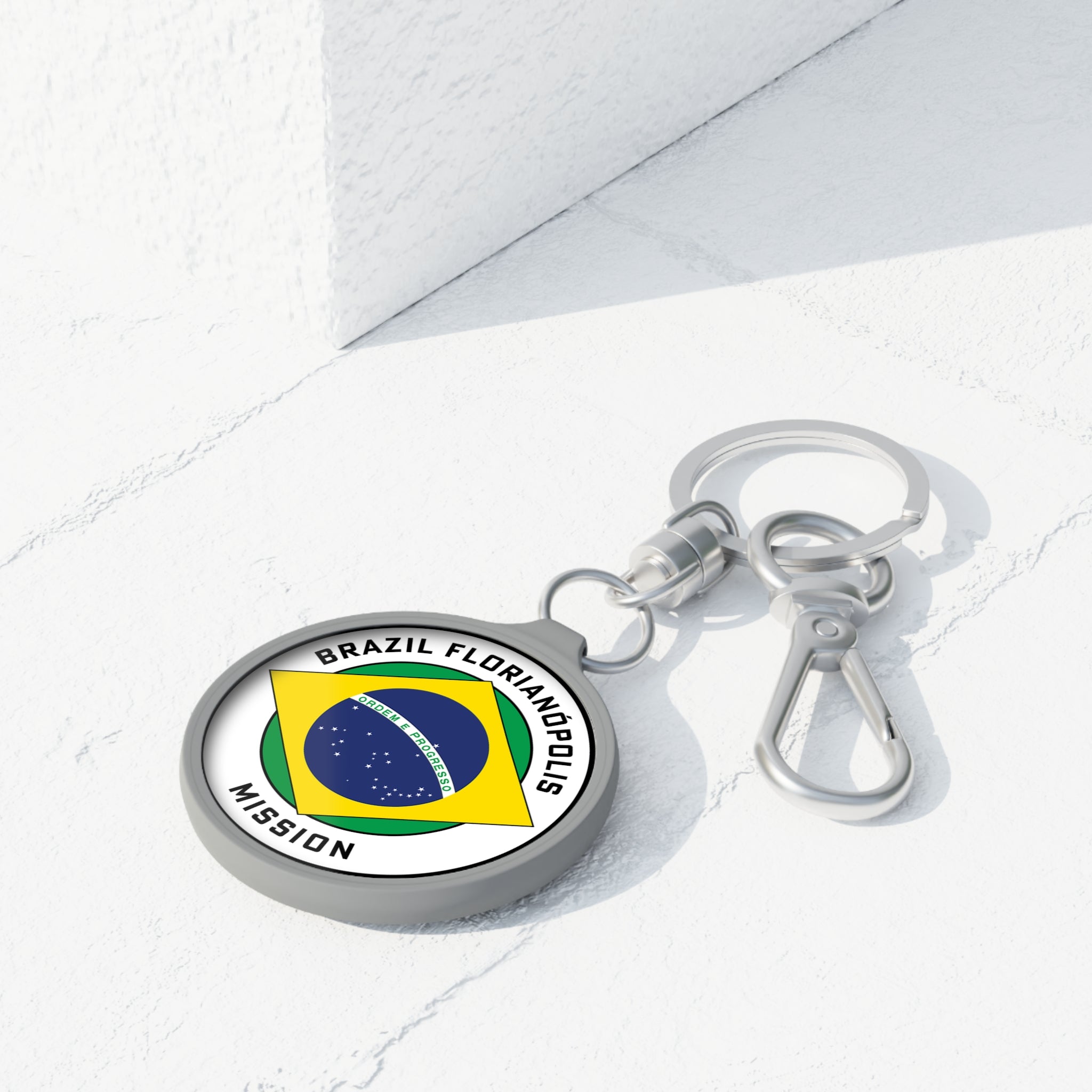 Brazil Florianopolis Mission Circle Flag Key Tag - Latter-Day Saint LDS Missionary Gift - Book of Mormon