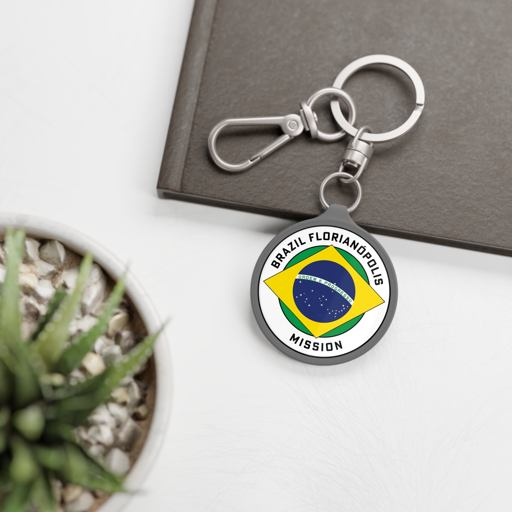Brazil Florianopolis Mission Circle Flag Key Tag - Latter-Day Saint LDS Missionary Gift - Book of Mormon