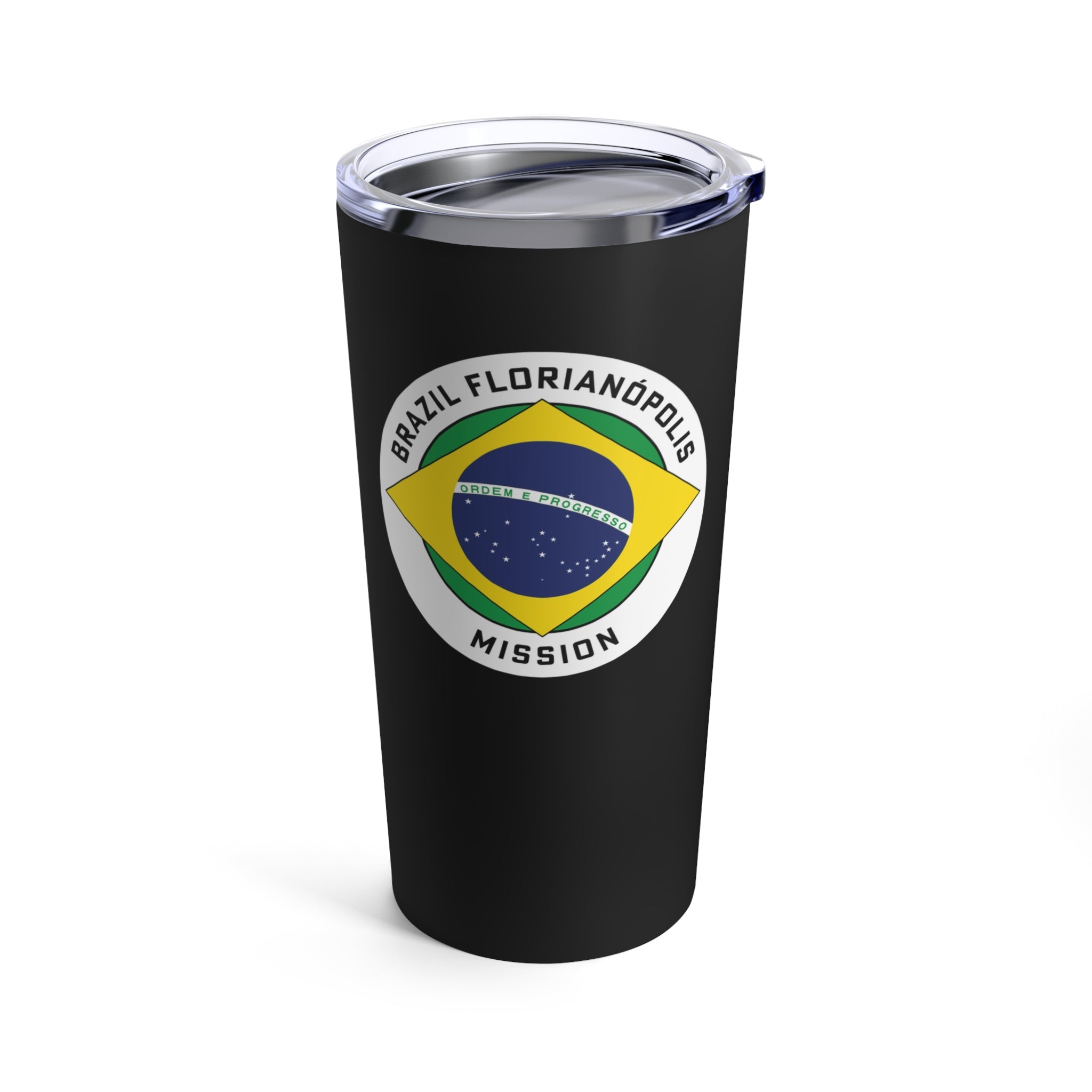 Brazil Florianopolis Mission Flag Logo Tumbler 20oz Black - Latter-Day Saint LDS Missionary Gift - Book of Mormon