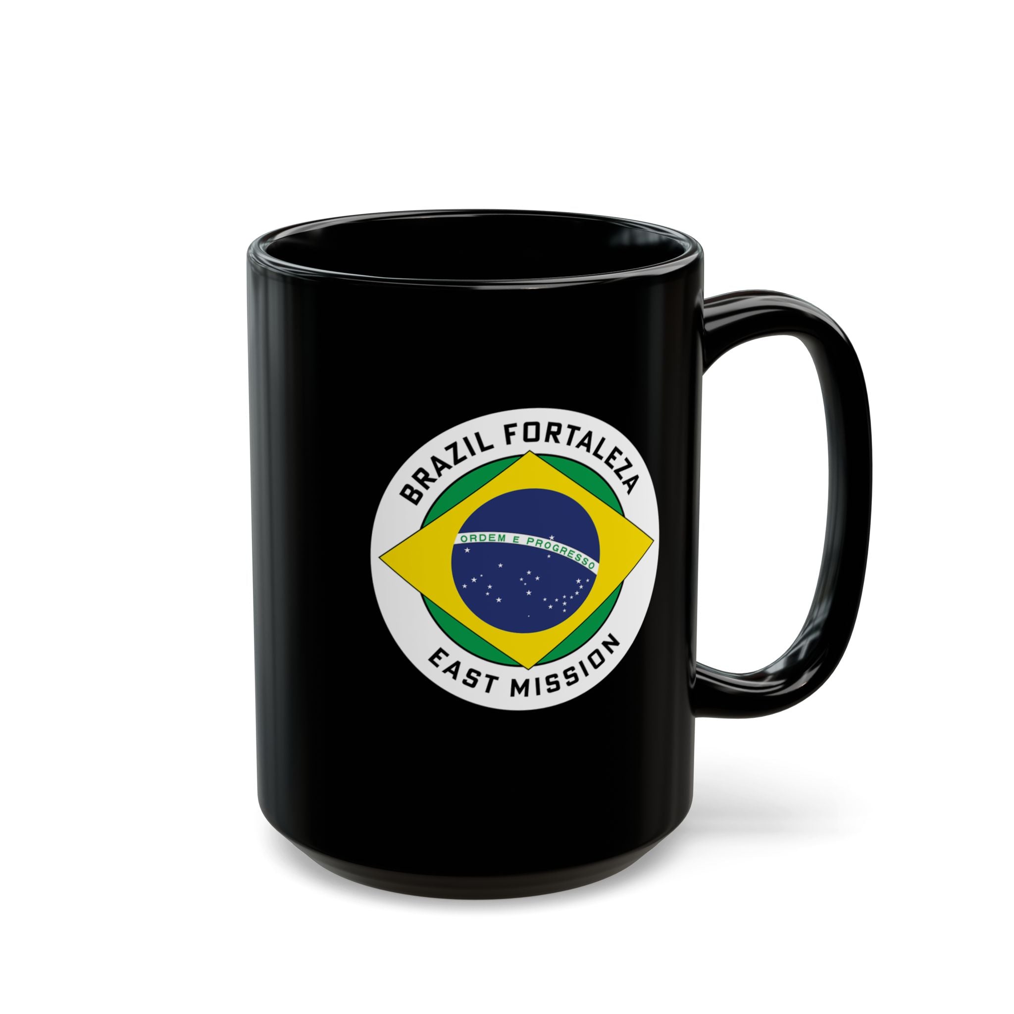 Brazil Fortaleza East Mission Circular Flag Black Ceramic Mug - Latter-Day Saint LDS Missionary Gift - Book of Mormon