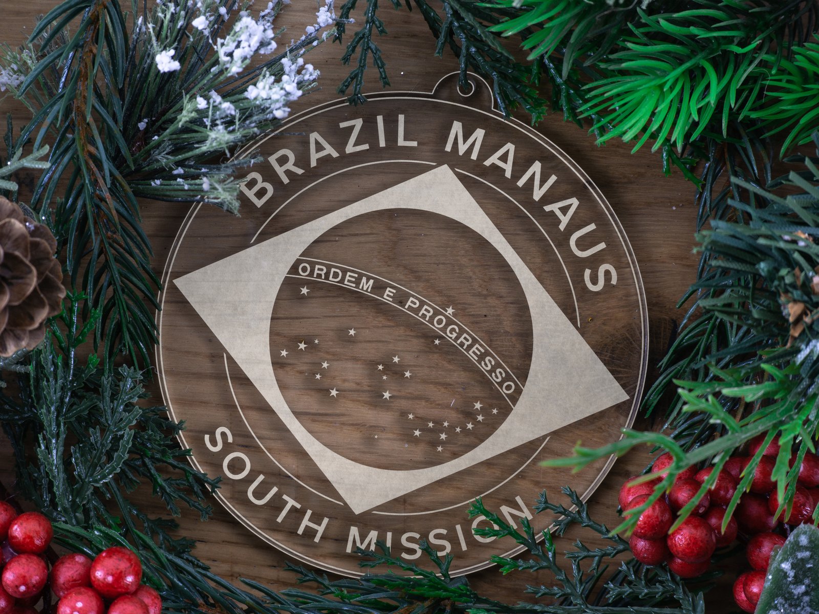 LDS Brazil Manaus South Mission Christmas Ornament with Christmas Decorations