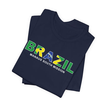 Brazil Manaus South Mission Flag Title T-shirt - Latter-Day Saint LDS Missionary Gift - Book of Mormon