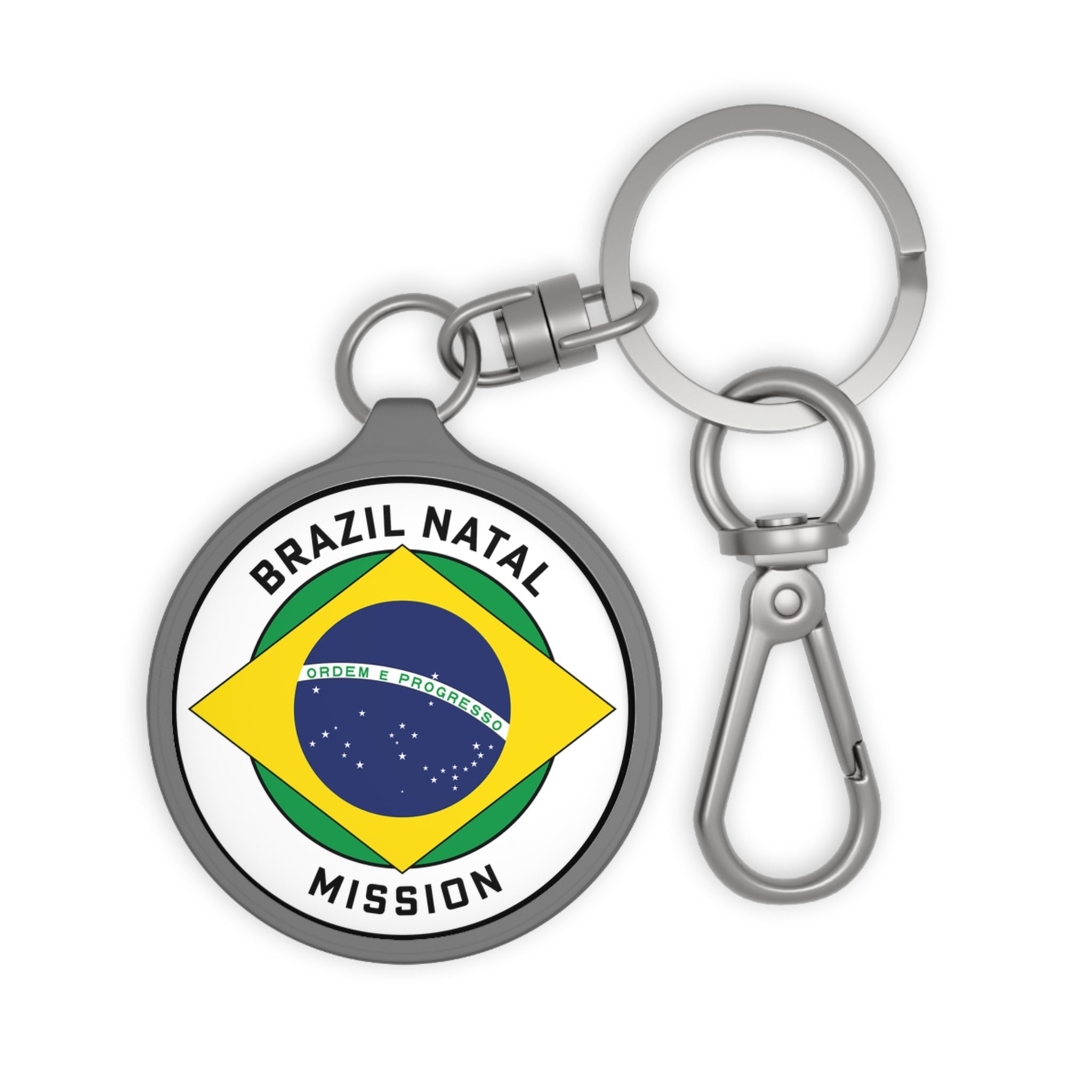 Brazil Natal Mission Circle Flag Key Tag - Latter-Day Saint LDS Missionary Gift - Book of Mormon