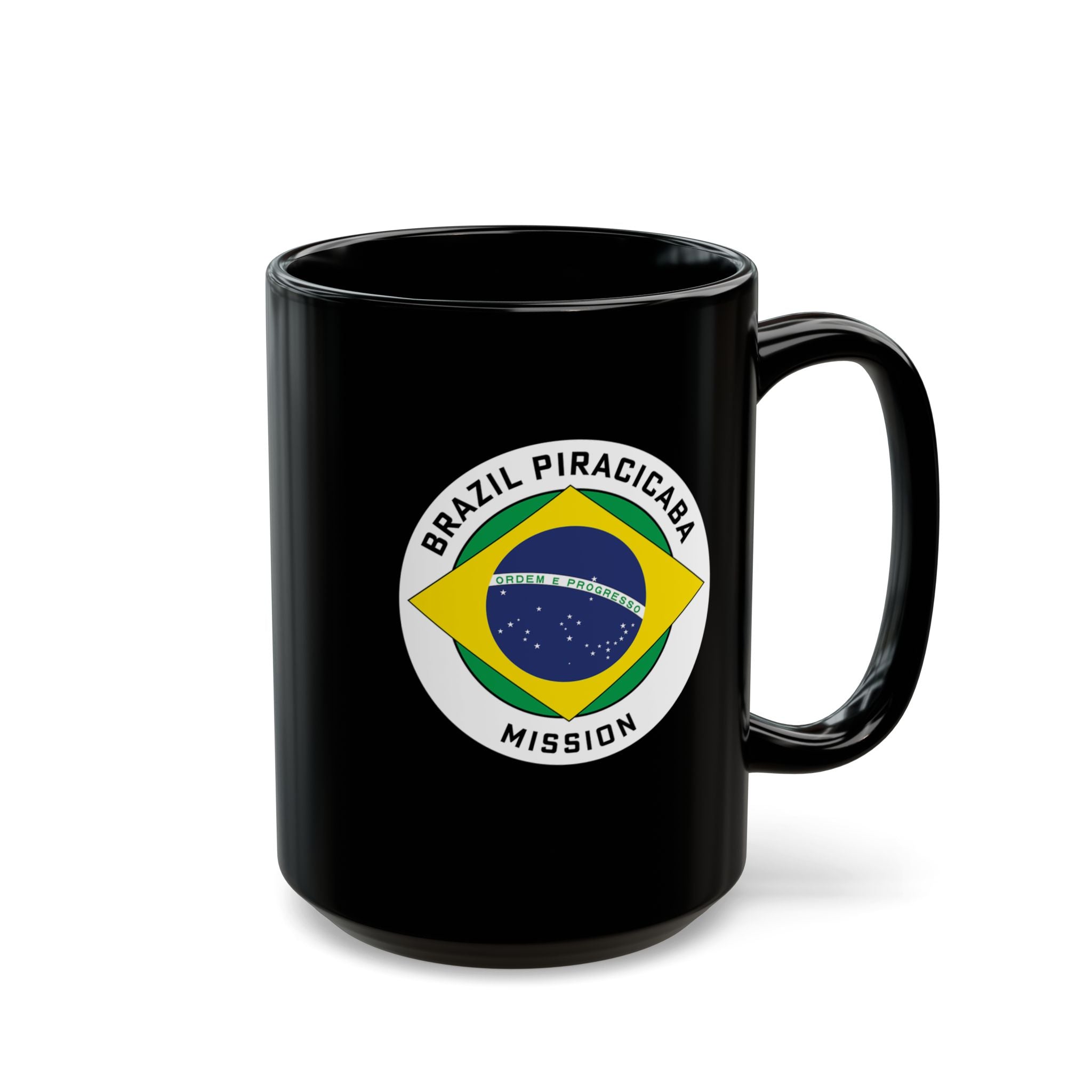 Brazil Piracicaba Mission Circular Flag Black Ceramic Mug - Latter-Day Saint LDS Missionary Gift - Book of Mormon