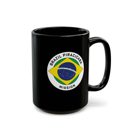 Brazil Piracicaba Mission Circular Flag Black Ceramic Mug - Latter-Day Saint LDS Missionary Gift - Book of Mormon