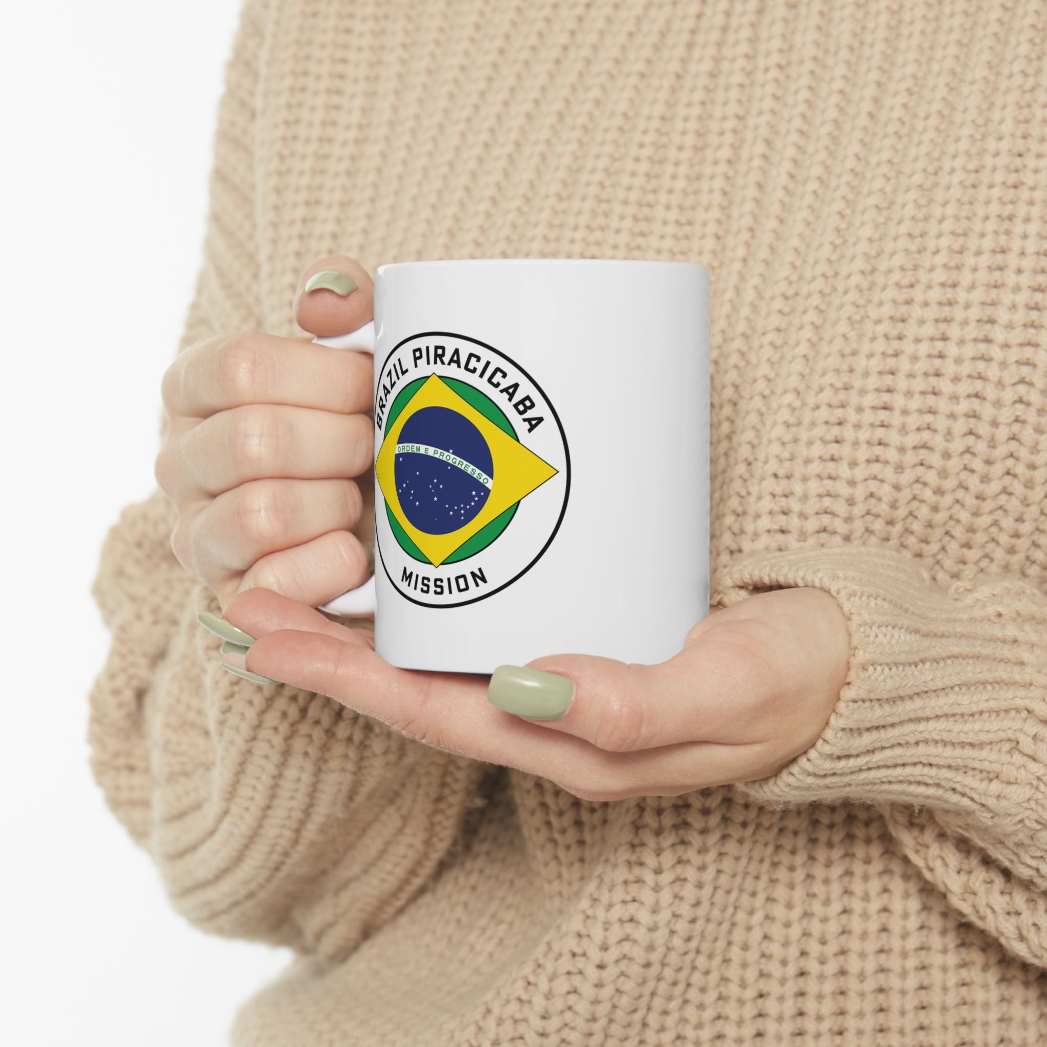 Brazil Piracicaba Mission Circular Flag White Ceramic Mug - Latter-Day Saint LDS Missionary Gift - Book of Mormon