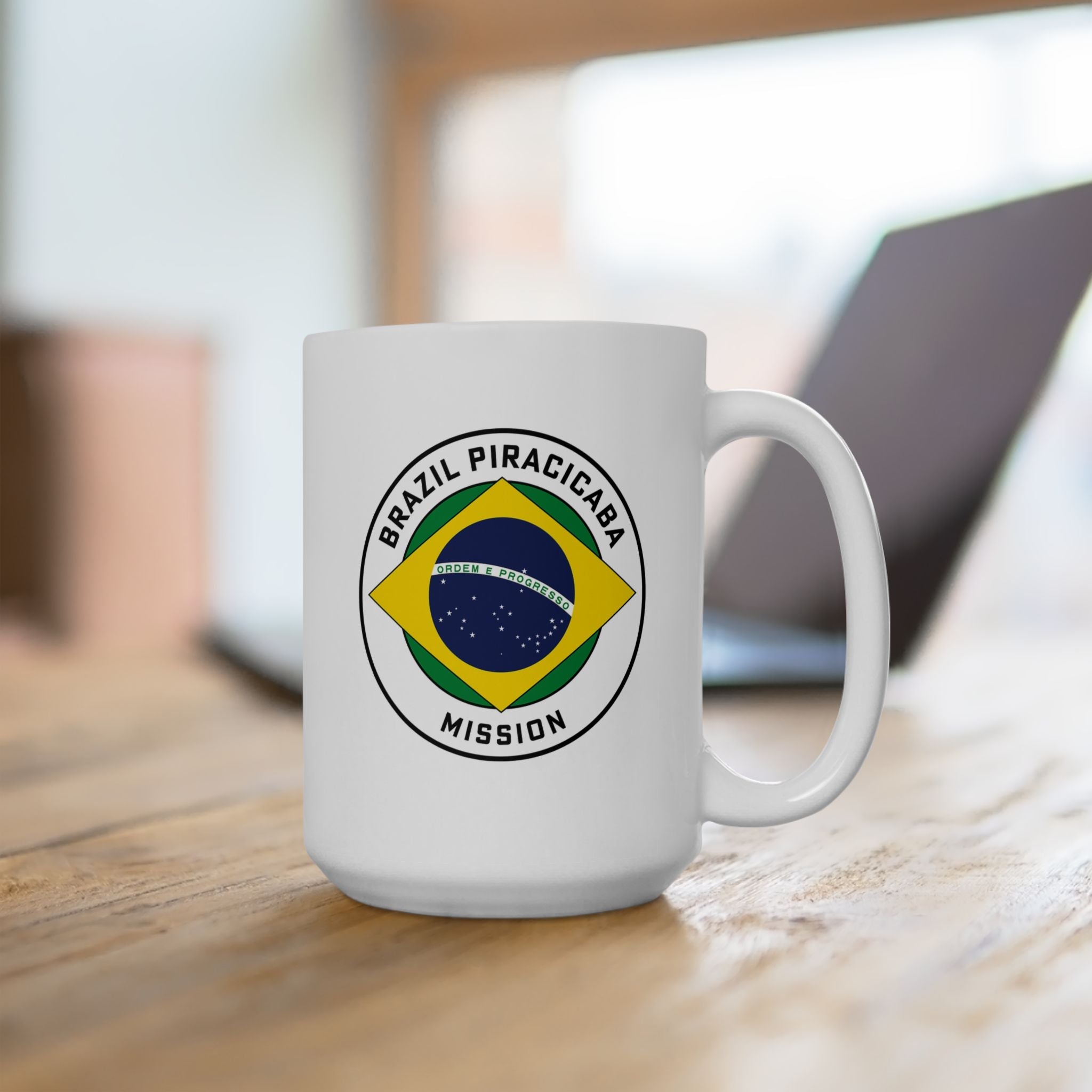 Brazil Piracicaba Mission Circular Flag White Ceramic Mug - Latter-Day Saint LDS Missionary Gift - Book of Mormon