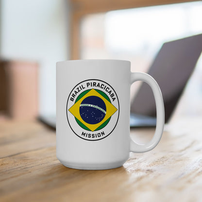 Brazil Piracicaba Mission Circular Flag White Ceramic Mug - Latter-Day Saint LDS Missionary Gift - Book of Mormon
