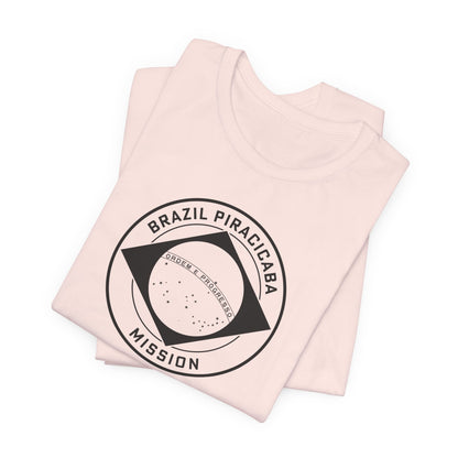 Brazil Piracicaba Mission Circular Monochrome Logo T-Shirt - Latter-Day Saint LDS Missionary Gift - Book of Mormon