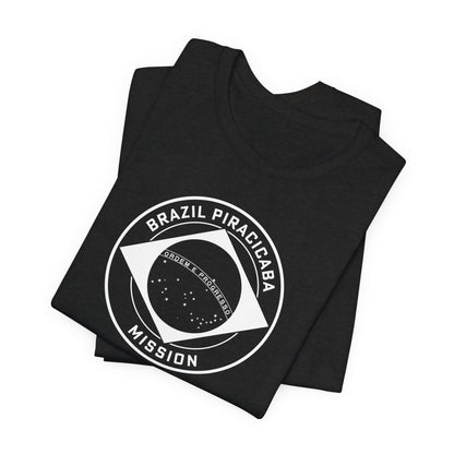 Brazil Piracicaba Mission Circular Monochrome Logo T-Shirt - Latter-Day Saint LDS Missionary Gift - Book of Mormon