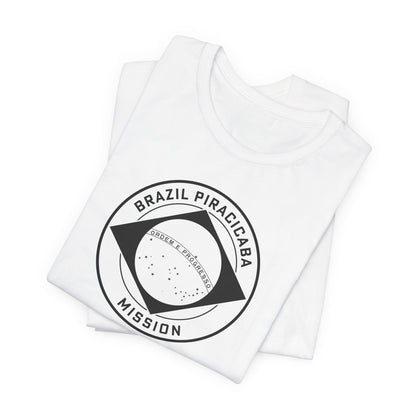 Brazil Piracicaba Mission Circular Monochrome Logo T-Shirt - Latter-Day Saint LDS Missionary Gift - Book of Mormon