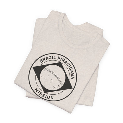 Brazil Piracicaba Mission Circular Monochrome Logo T-Shirt - Latter-Day Saint LDS Missionary Gift - Book of Mormon