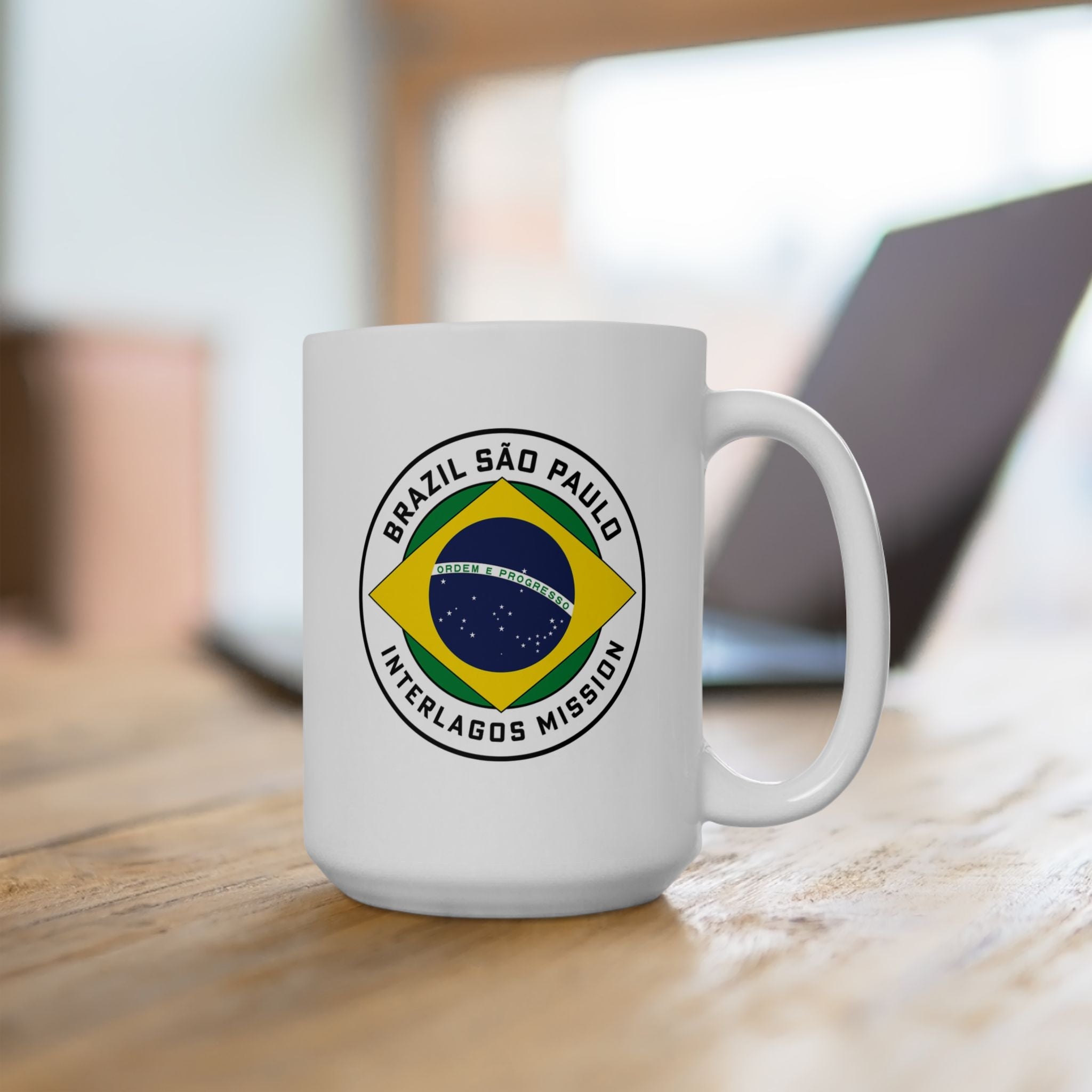 Brazil Sao Paulo Interlagos Mission Circular Flag White Ceramic Mug - Latter-Day Saint LDS Missionary Gift - Book of Mormon