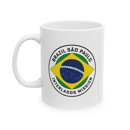 Brazil Sao Paulo Interlagos Mission Circular Flag White Ceramic Mug - Latter-Day Saint LDS Missionary Gift - Book of Mormon