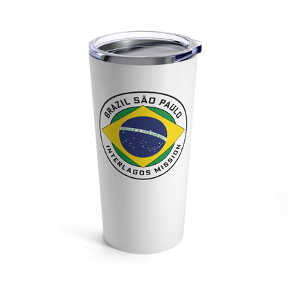 Brazil Sao Paulo Interlagos Mission Flag Logo Tumbler 20oz White - Latter-Day Saint LDS Missionary Gift - Book of Mormon