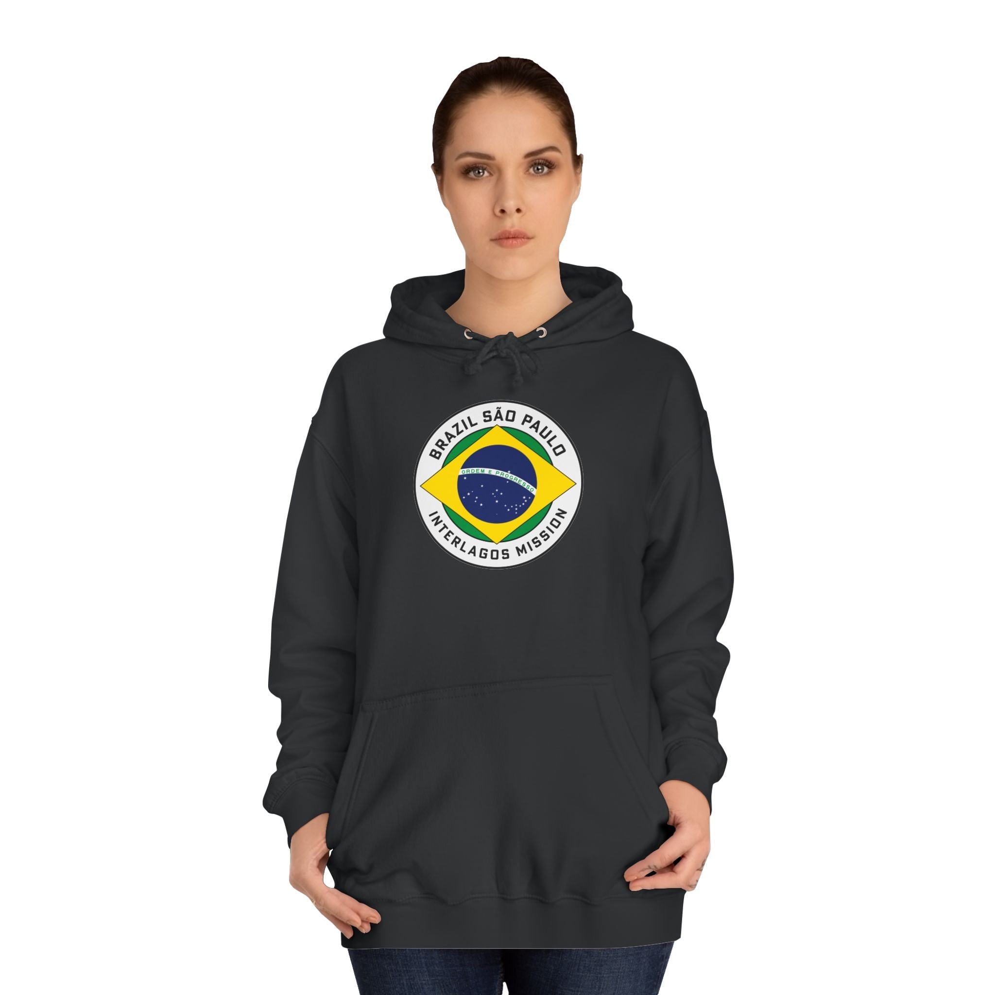 Brazil Sao Paulo Interlagos Mission Flag Logo (White Border) College Hoodie