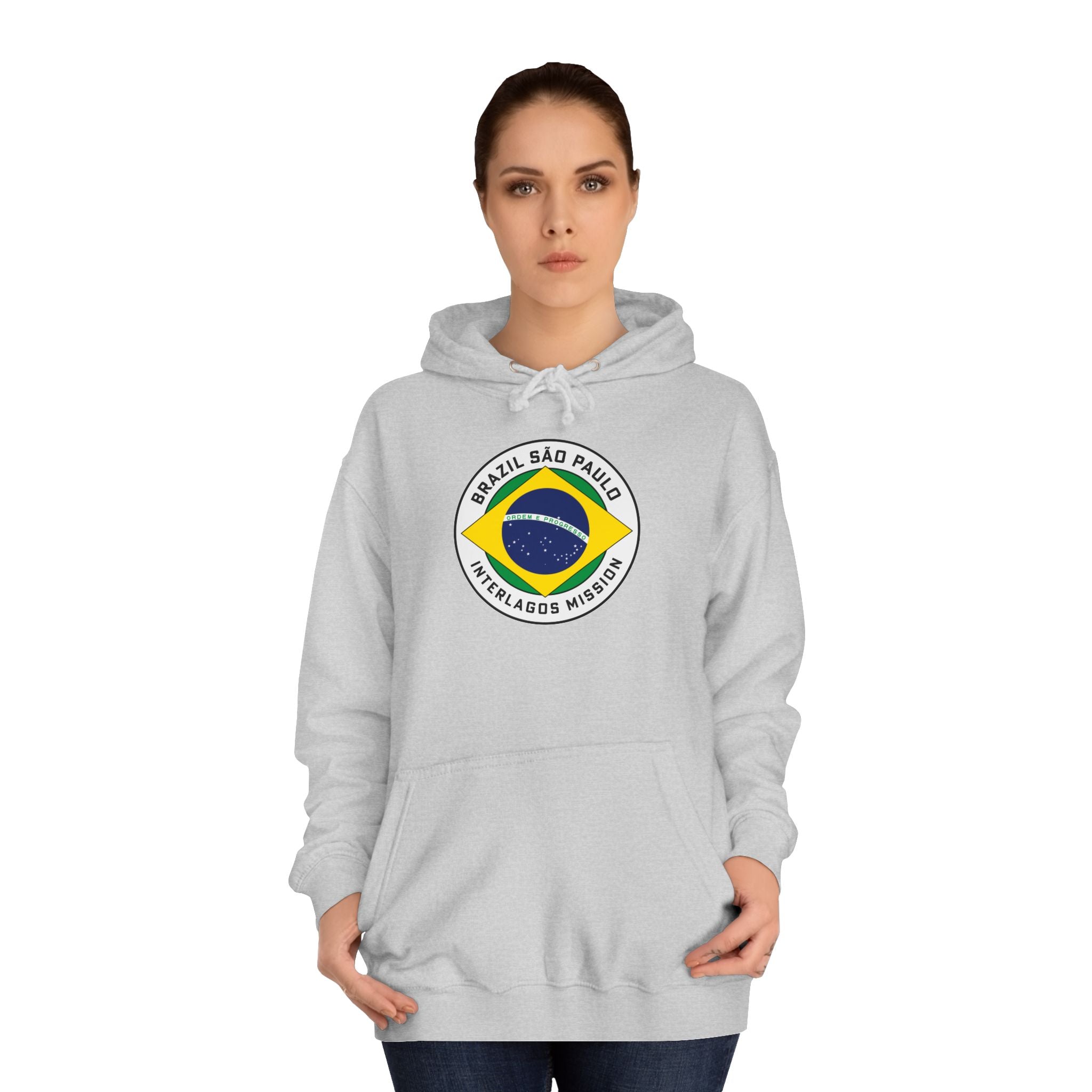 Brazil Sao Paulo Interlagos Mission Flag Logo (White Border) College Hoodie