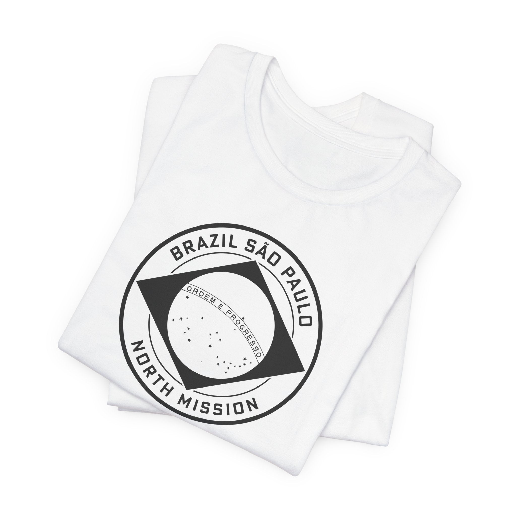 Brazil Sao Paulo North Mission Circular Monochrome Logo T-Shirt - Latter-Day Saint LDS Missionary Gift - Book of Mormon