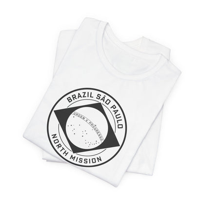 Brazil Sao Paulo North Mission Circular Monochrome Logo T-Shirt - Latter-Day Saint LDS Missionary Gift - Book of Mormon