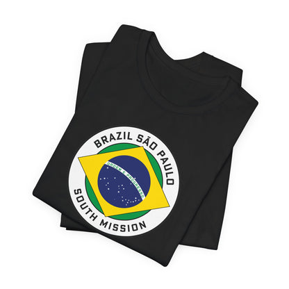 Brazil Sao Paulo South Mission Circular Pop Flag T-shirt - Latter-Day Saint LDS Missionary Gift - Book of Mormon