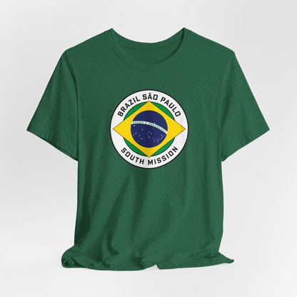 Brazil Sao Paulo South Mission Circular Pop Flag T-shirt - Latter-Day Saint LDS Missionary Gift - Book of Mormon