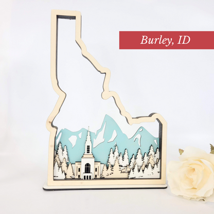 Burley Idaho Temple LDS Customized Temple State Sign, Laser cut and fully assembled