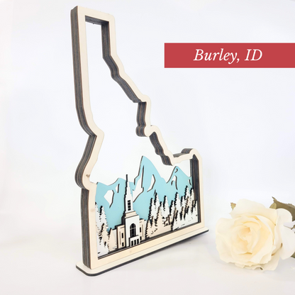 Burley Idaho Temple LDS Customized Temple State Sign, Laser cut and fully assembled