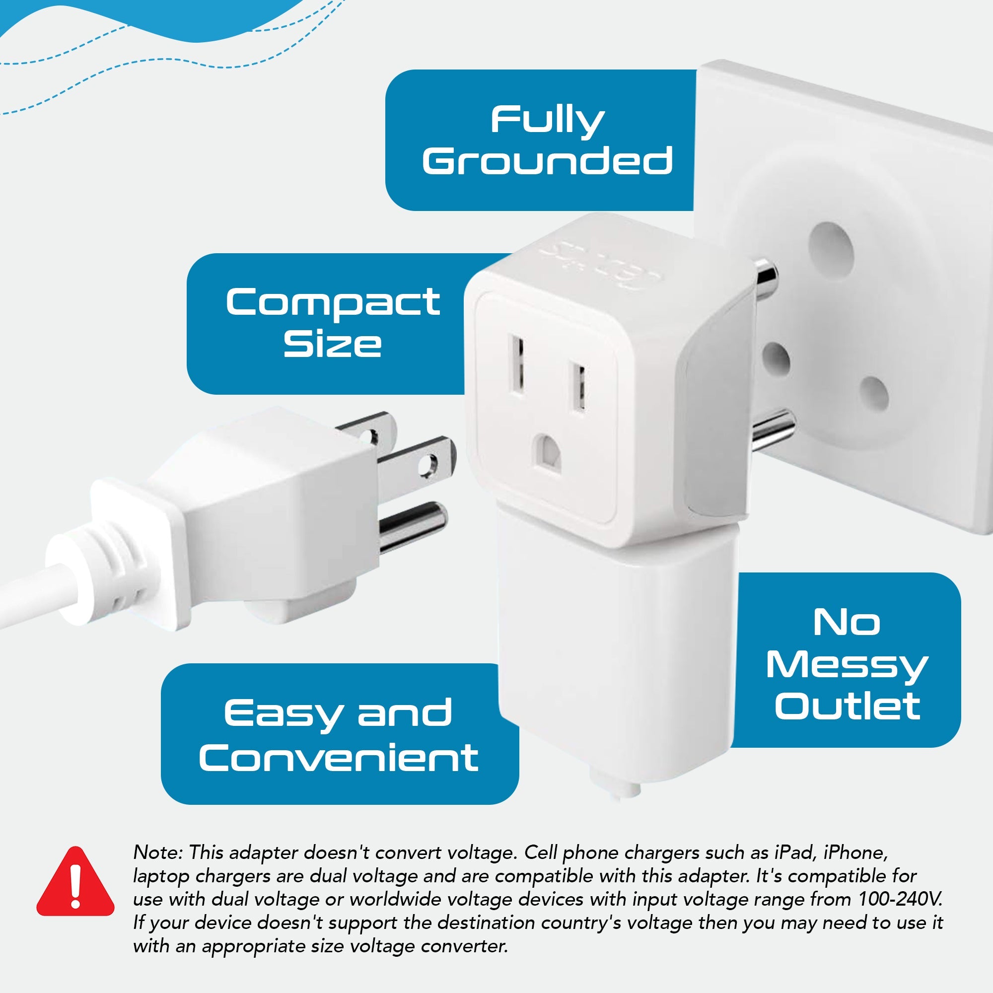 India Travel Adapter - Type D - Ultra Compact (CT-10, 3 Pack)