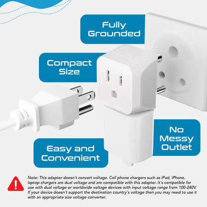 India Travel Adapter - Type D - Ultra Compact (CT-10, 3 Pack)