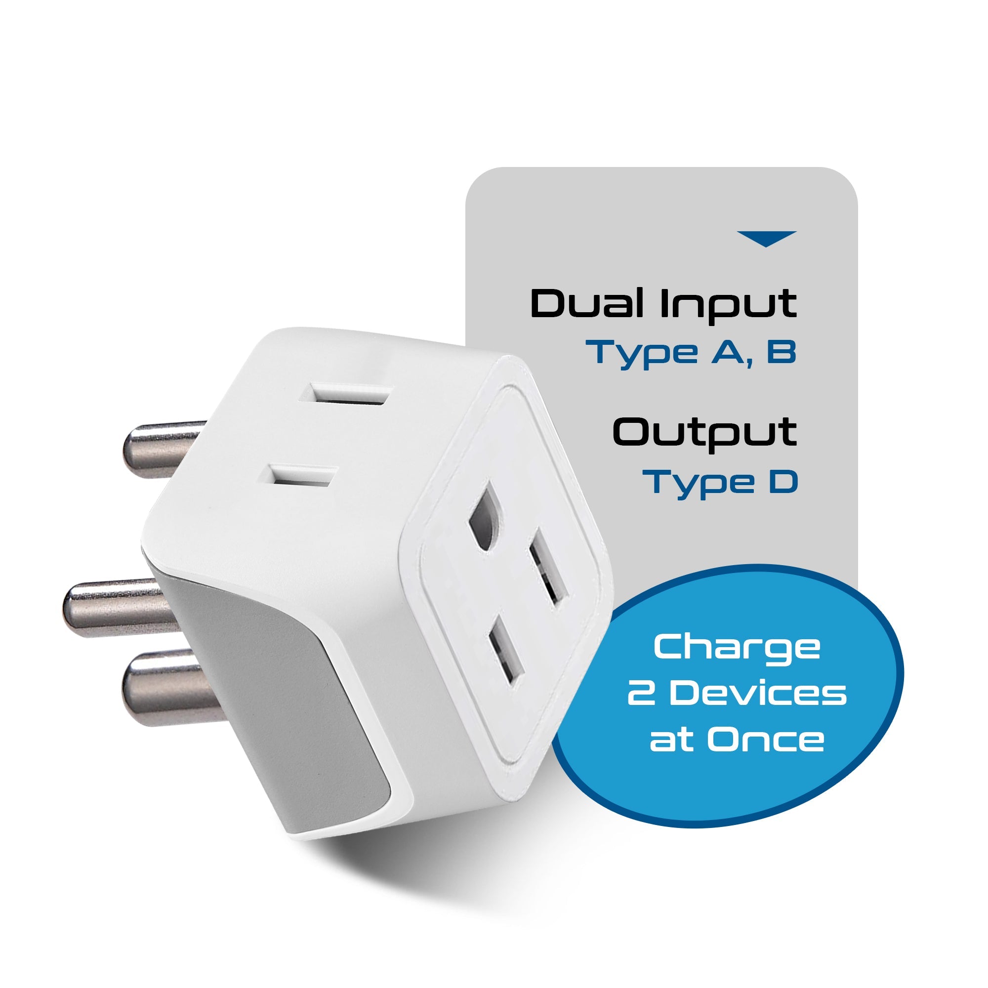 India Travel Adapter - Type D - Ultra Compact (CT-10, 3 Pack)