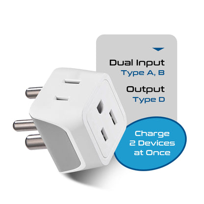 India Travel Adapter - Type D - Ultra Compact (CT-10, 3 Pack)