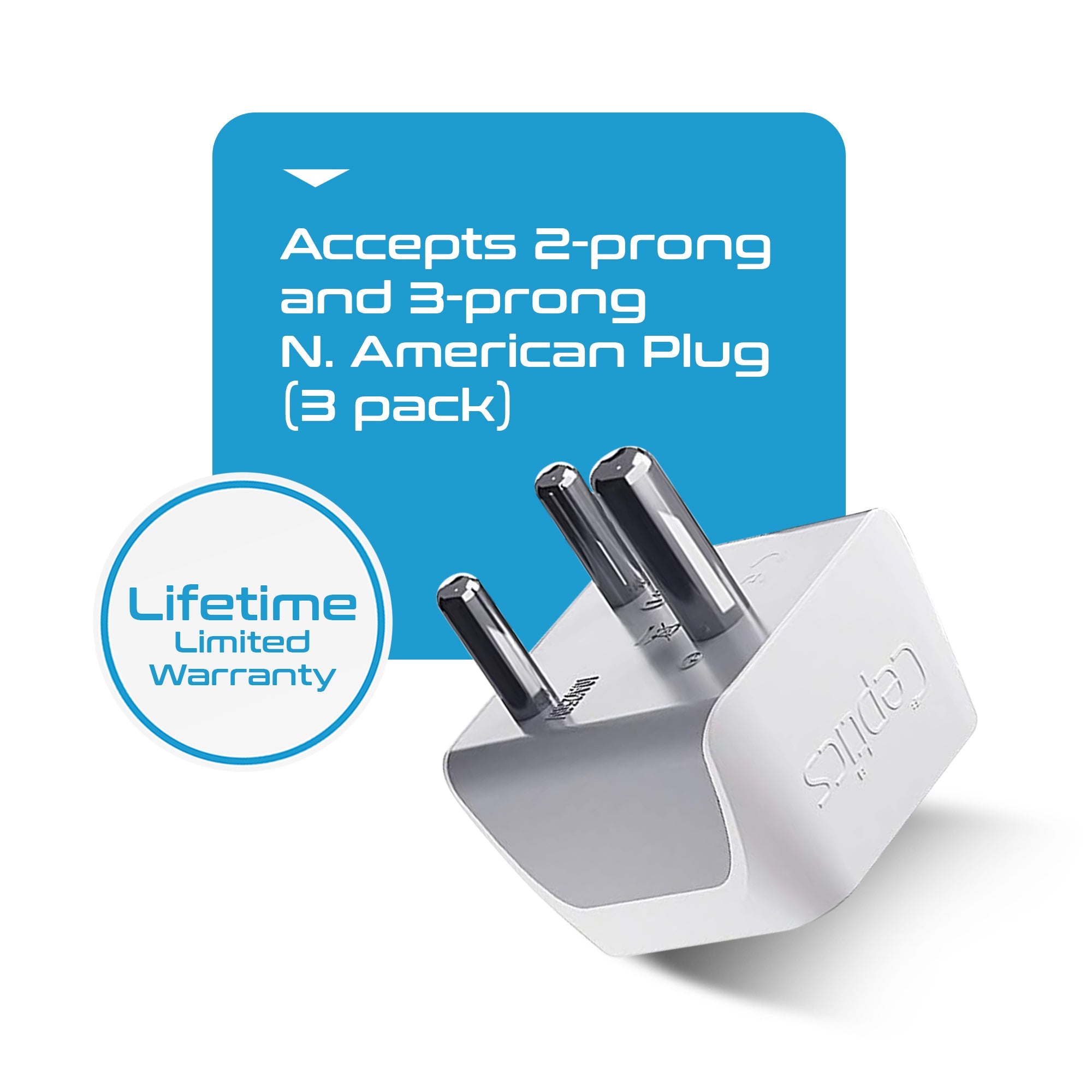 India Travel Adapter - Type D - Ultra Compact (CT-10, 3 Pack)