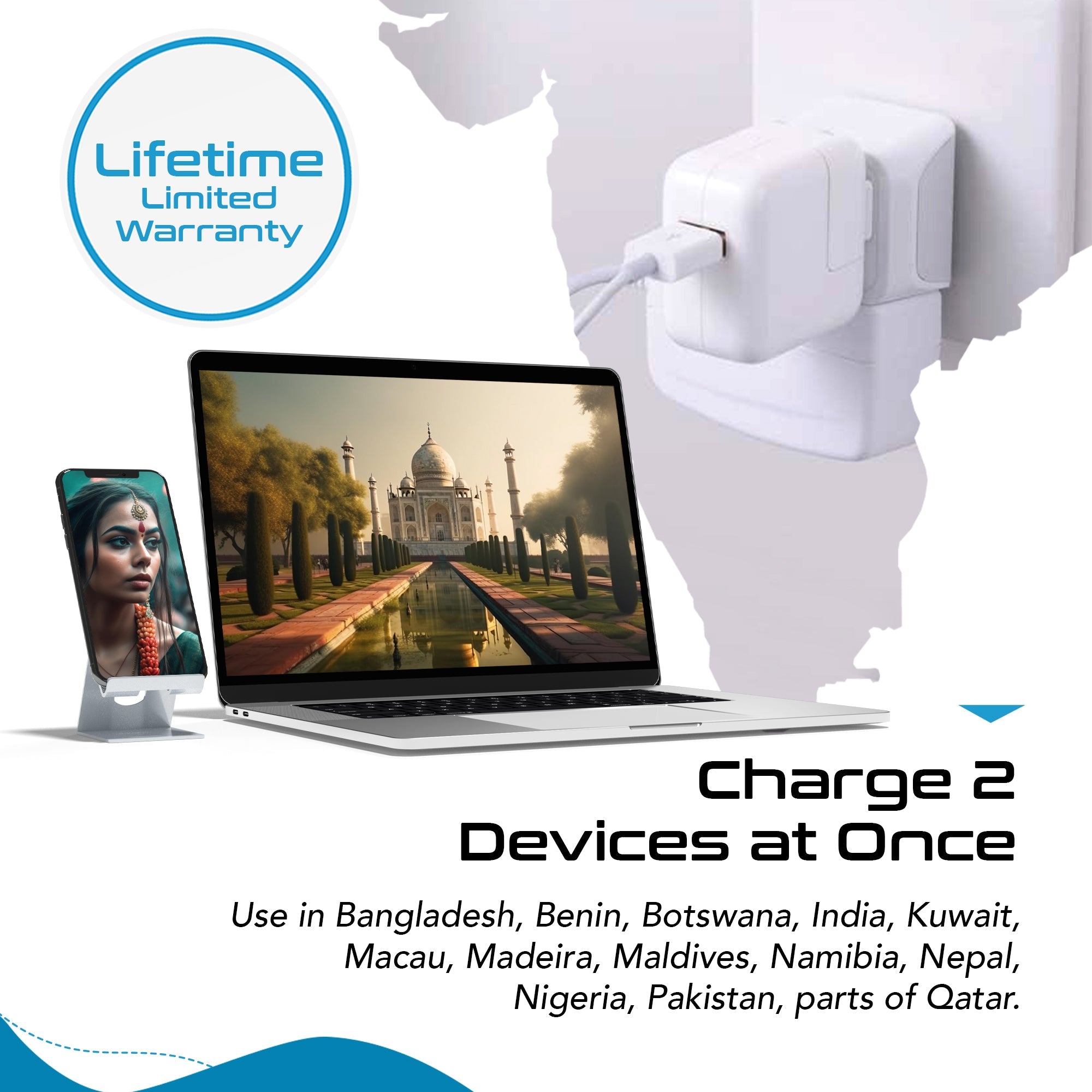 India Travel Adapter - Type D - Ultra Compact (CT-10, 3 Pack)